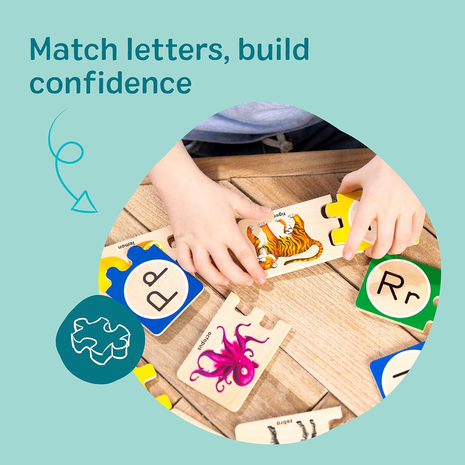 PROMOBILL Wooden Alphabet Matching Puzzle Set – Montessori Educational Learning Toy for Kids