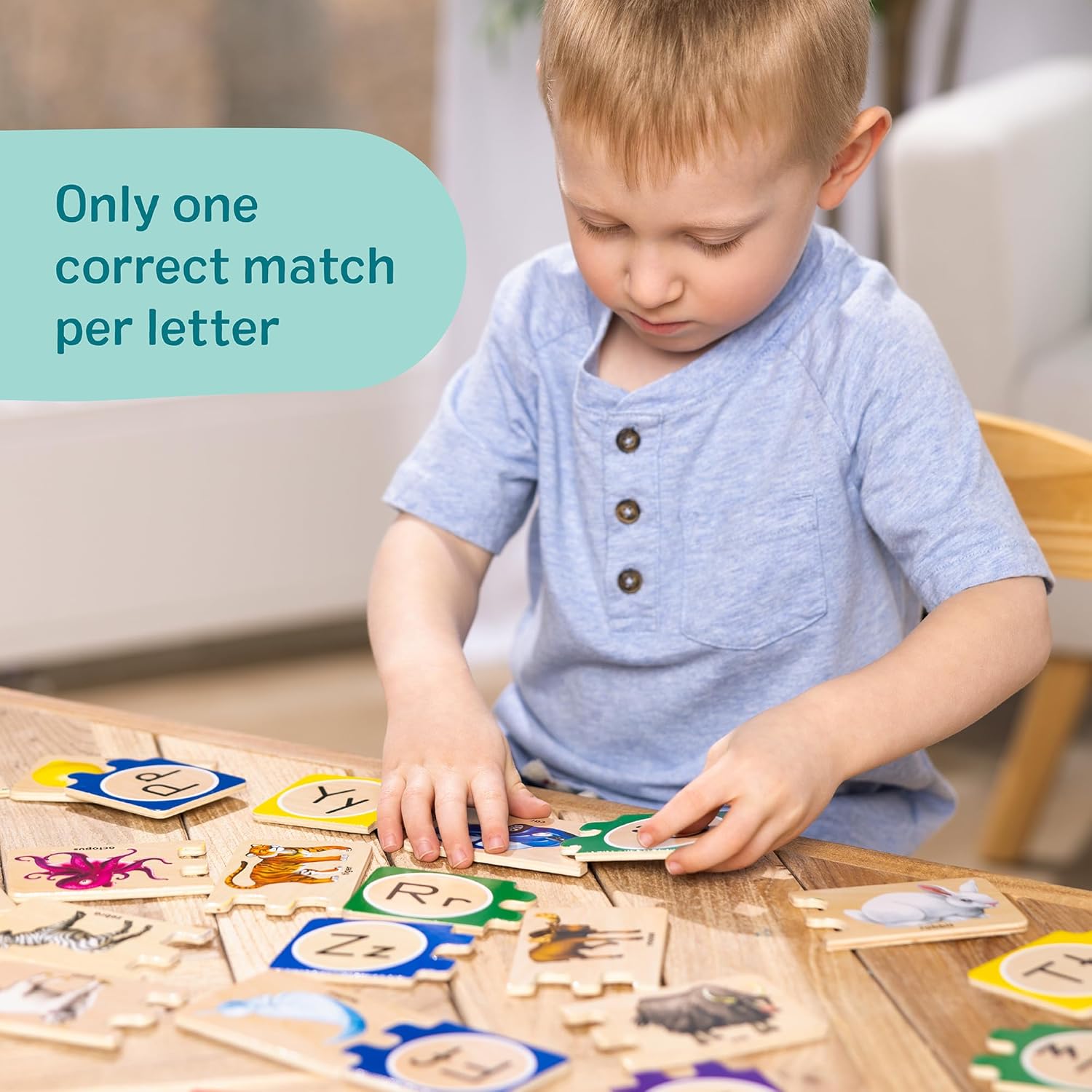 PROMOBILL Wooden Alphabet Matching Puzzle Set – Montessori Educational Learning Toy for Kids