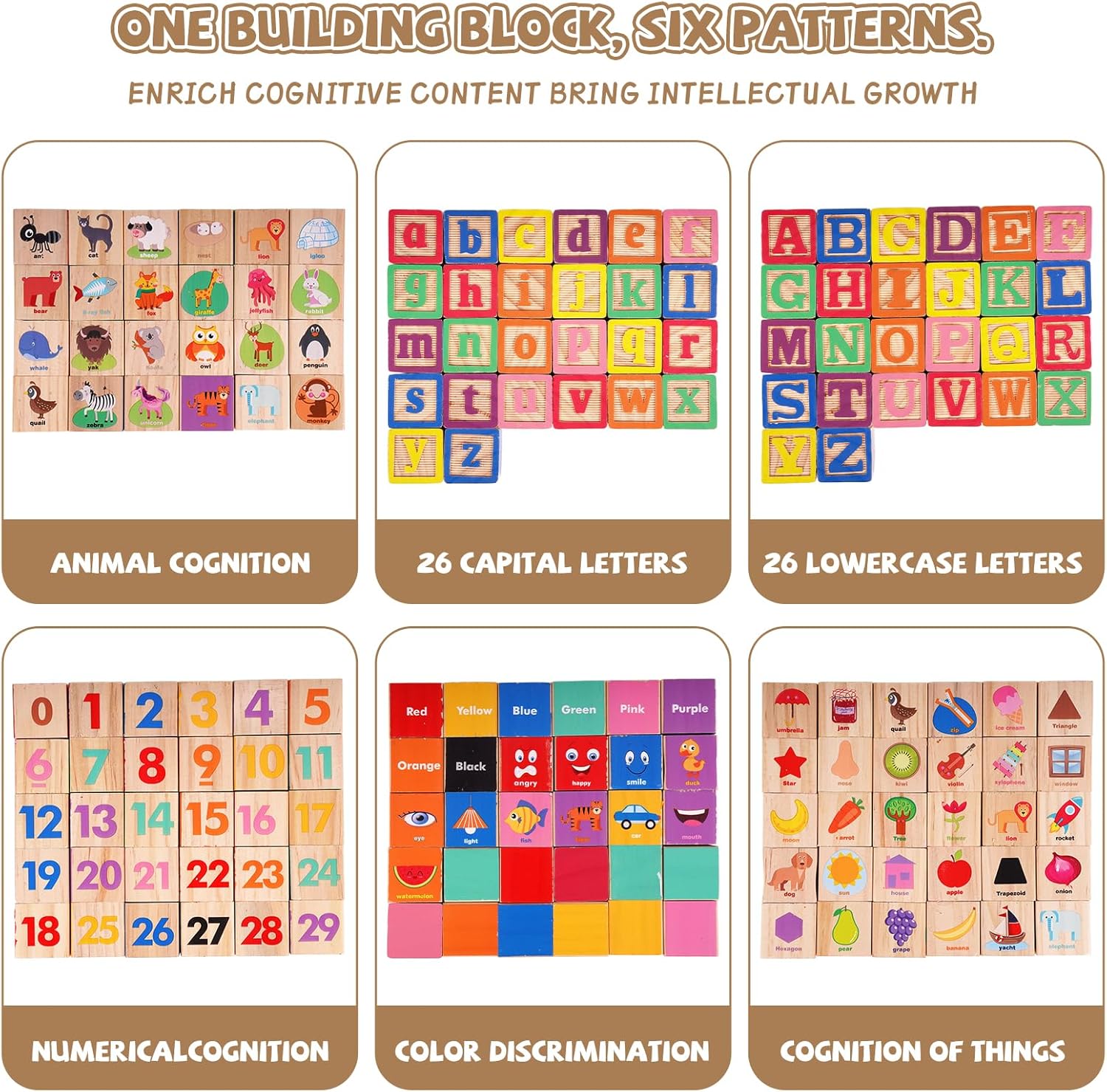 PROMOBILL Wooden Alphabet Building Blocks – Montessori Educational Learning Toy for Kids & Toddlers