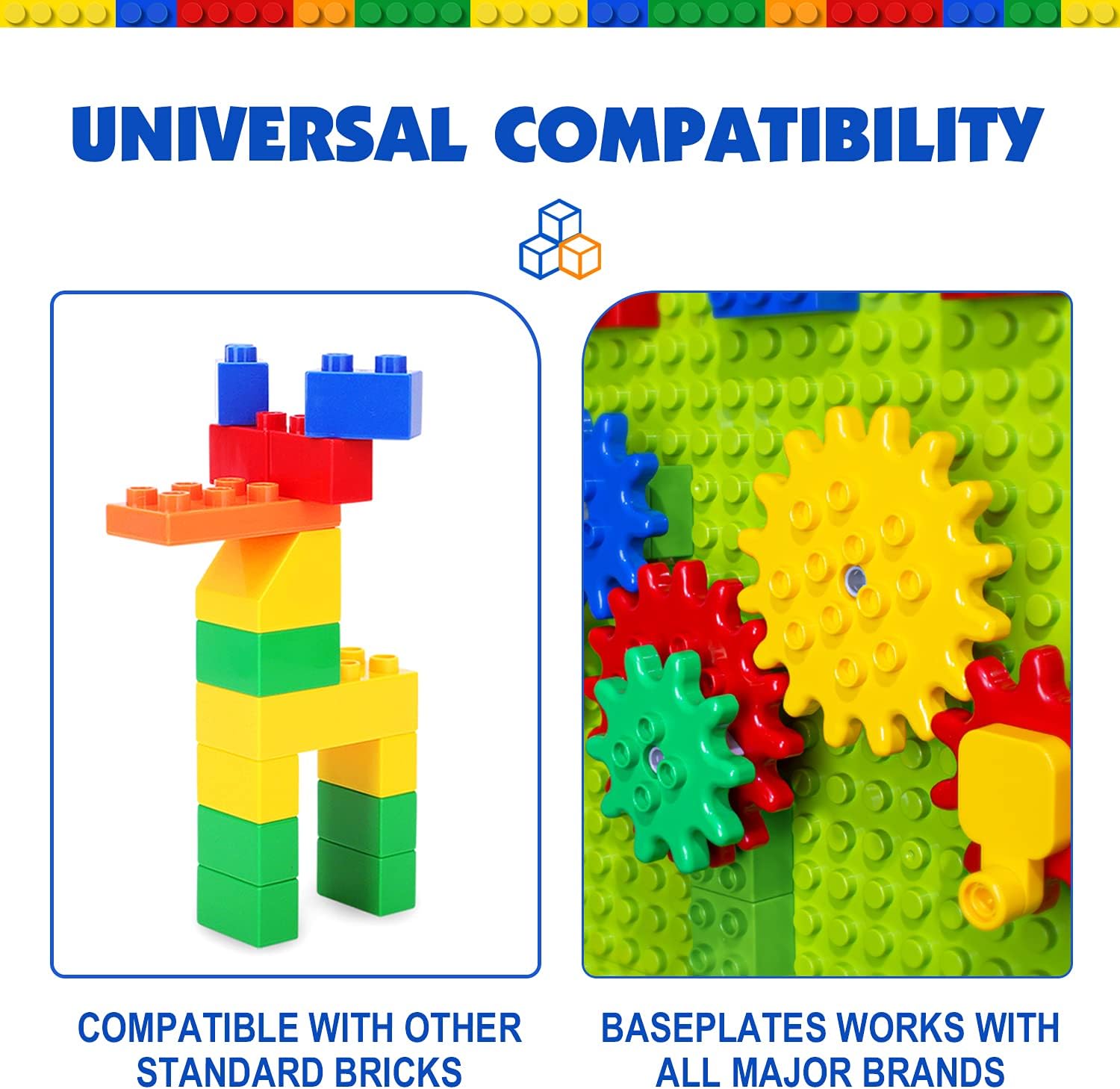 PROMOBILL Large Building Blocks Set for Kids – Educational STEM Construction Toy with Base Plate (100 Pieces)
