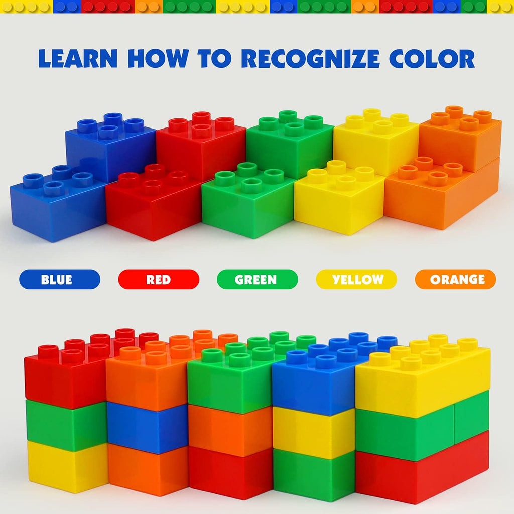 PROMOBILL Large Building Blocks Set for Kids – Educational STEM Construction Toy with Base Plate (100 Pieces)