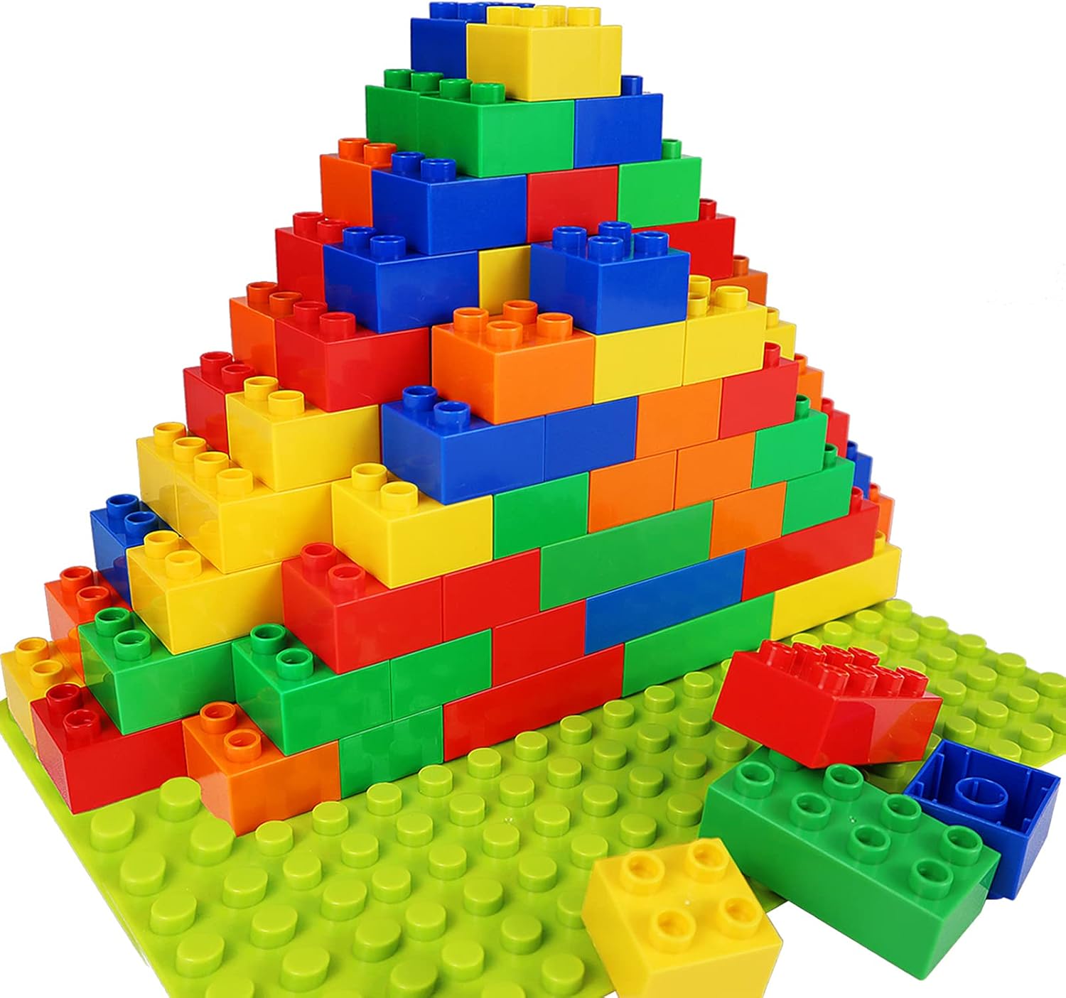 PROMOBILL Large Building Blocks Set for Kids – Educational STEM Construction Toy with Base Plate (100 Pieces)